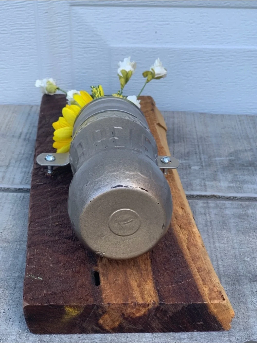 Vintage Bireleys Soda Bottle Wall Vase Rustic Live Edge Reclaimed Wood Sconce